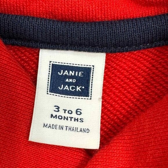 Janie And Jack Boys Sweatshirt Cozy Shawl Collar Pullover Holiday Red 3-6 Months - Picture 8 of 9